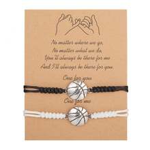 2 Pack Black & White Braided Bracelets, Basketball & Tennis Sports Style, Adjustable Wristbands, Couples Matching Jewelry, Lightweight Comfortable For Daily Wear, Sports Events, Dates, Casual Outings And Friendship Gifts - #1 Bóng rổ - Xem 7