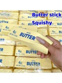 Slow Rising Butter Bar, Anti-Stress Butter Bar, Stress Relief And Anxiety Reducing Toy, Slowly Rising Soft Squeezable Elastic Cheese Bar, Gag Toy, Stress Relief Toy, Perfect Gift For Holidays, Birthdays, Christmas And Gatherings - A - View 3