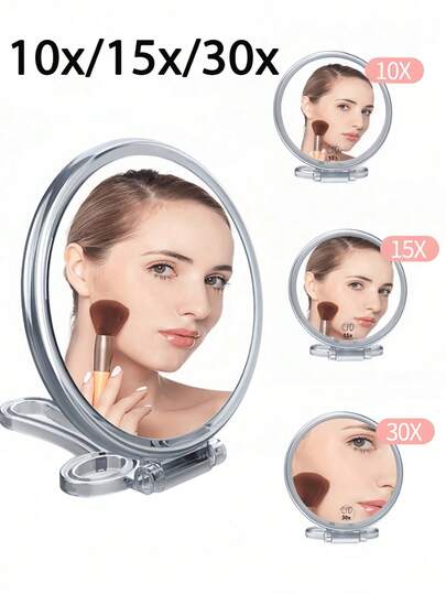 Gương trang điểm cầm tay hai mặt với tay cầm điều chỉnh 360° - Thiết kế gấp gọn tiện lợi, chế tác tinh xảo, thích hợp cho du lịch, không cần pin, nhiều màu sắc để lựa chọn, trang trí màu vàng, gương mini.