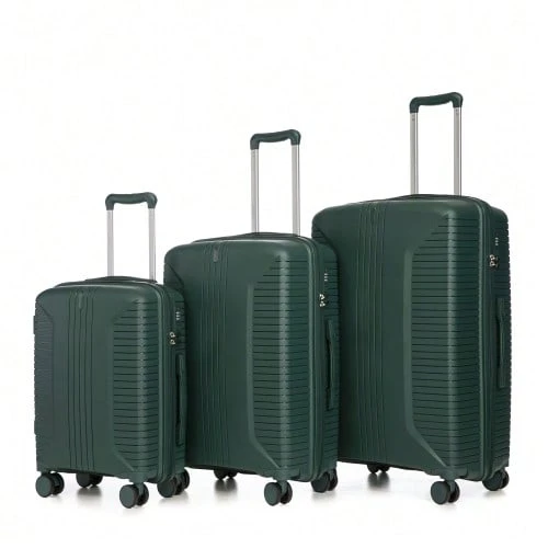 20"/24"/28" 3-Piece PP Spinner Luggage Set – Sizes With Side Handles, Hanging Hooks & Protective Feet – Integrated Combination Lock - 綠色 - 查看 1