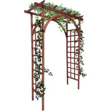 Arches, Arbours, Pergolas, & Bridges - Flat Roof + Arched Shape, Teak Color - View 3