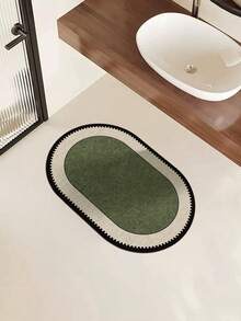 1pc Printed Bathroom Mat, Quick-Dry, Absorbent, Non-Slip Diatomaceous Earth Bathroom Rug, Door Mat, Bathroom Decor, Suitable For Entrance, Kitchen, Balcony, Bathroom, Oval Shaped Mat, Easy To Clean, Universal Holiday Decoration - Multicolor - View 3