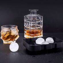 Khay silicon có nắp, khuôn làm cocktail whisky hình vuông và tròn, dụng cụ tạo hình viên bi - màu đen - Xem 4