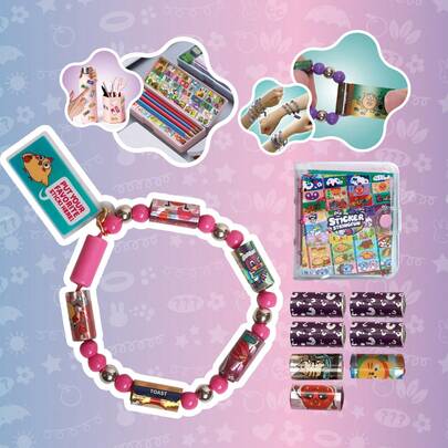 DIY Sticker Beading Craft Toy Set, Cute Beading Toys, Children's Educational Toys, Color Sorting Game, Develop Kids' Fine Motor Skills, Handmade Beading Decoration
