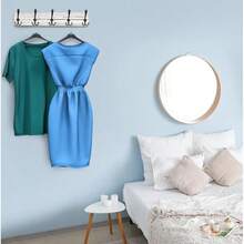 Porte-manteau mural en bois massif, installation avec ou sans perçage disponible. Disponible en 3 couleurs et plusieurs tailles, facile et sécuritaire à installer avec un design de suspension sans dommage. Convient pour la salle de bain, la cuisine, la chambre à coucher et plus, support de rangement robuste pour organiser les articles. - Blanc - Voir 9