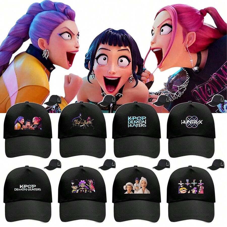 Hasbro Mũ lưỡi trai nhóm nhạc nữ K-POP, in hình hoạt hình dễ thương, kiểu mũ bố có thể điều chỉnh, dây đeo lưới, phù hợp cho các fan nữ tuổi teen. - Một kích cỡ phù hợp cho tất cả - Xem 1