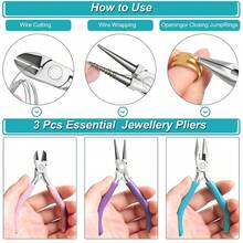 3件套珠宝钳工具，包括尖嘴钳、链嘴钳、圆嘴钳和剪线钳，适用于珠宝维修、绕线、工艺品制作和珠宝制作。 - 粉色珠寶鉗 - 查看 3