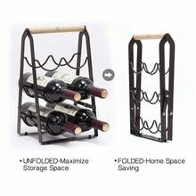 6-Bottle Wine Rack - Foldable Wine Bottle Holder - Freestanding Storage - Pre-Assembled & Easy To Set Up - View 2