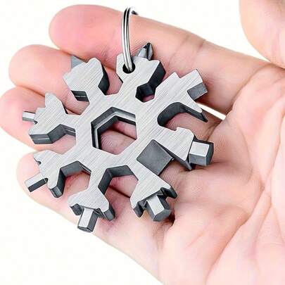 Dụng cụ mini đa năng hình bông tuyết, kết hợp mở nắp chai/tua vít đầu dẹt/cờ lê hình bông tuyết bằng thép carbon, quà Giáng sinh cho nam giới.
