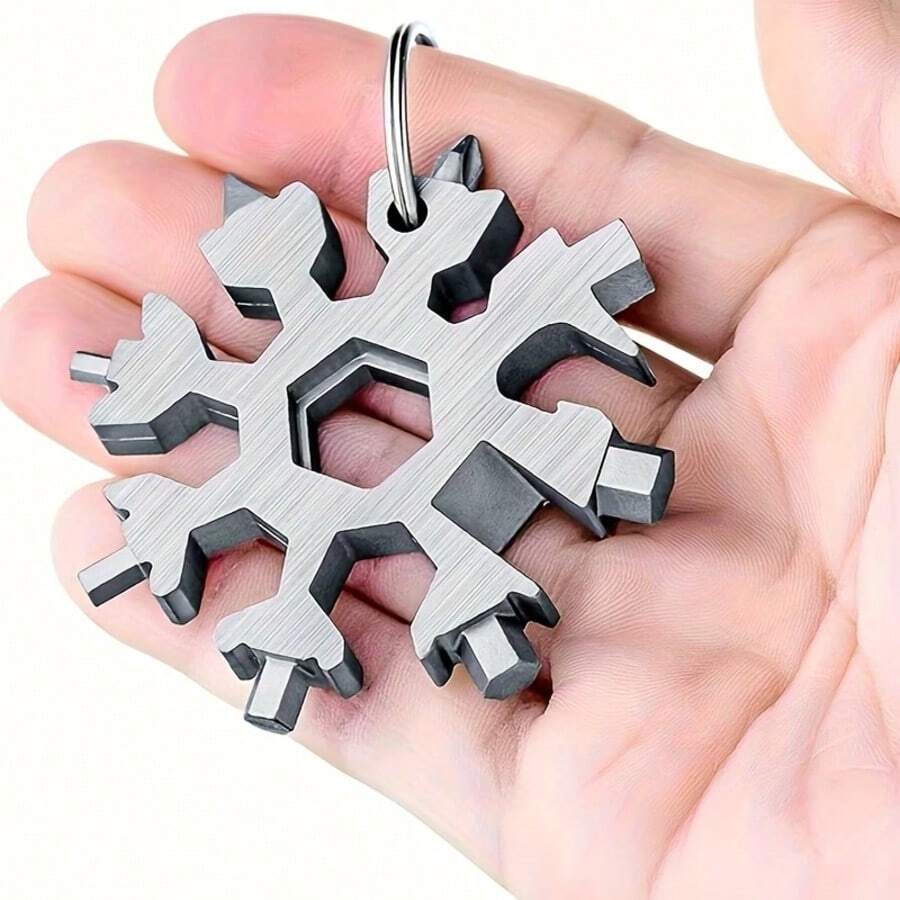 Dụng cụ mini đa năng hình bông tuyết, kết hợp mở nắp chai/tua vít đầu dẹt/cờ lê hình bông tuyết bằng thép carbon, quà Giáng sinh cho nam giới.