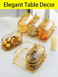Aesthetic Elegant Fruit Bowl With Dustproof Lid Luxury Bowl For Party For Cooker Home Decor Enthusiasts Luxury Fruit Candy Dish Tray With Lid For Living Room Bedroom Coffee Table Snack Containers Food Storage Containers Kitchen Coffee Bar Essential - Multicolor - View 2