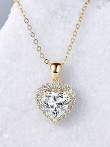 XUJIA 1 chiếc dây chuyền bạc 925 đính đá Moissanite hình trái tim 8x8mm, mặt dây chuyền Moissanite 2 carat, quà tặng kỷ niệm ngày cưới, dây chuyền hình trái tim cho nữ, trang sức cô dâu, quà tặng Ngày của Mẹ, quà sinh nhật. - PMO-131 - Xem 4