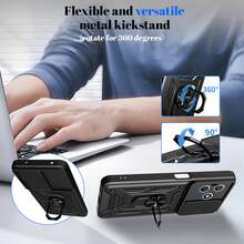 荣耀X8D 4G手机壳，带滑动摄像头镜头和支架 - 黑色 - 查看 2