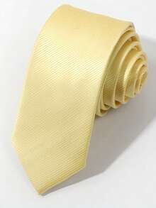 1 chiếc cà vạt nam màu vàng, chất liệu dày dặn, kiểu dáng thời trang, thích hợp cho các buổi tiệc công sở hoặc đám cưới. - Màu vàng - Xem 3