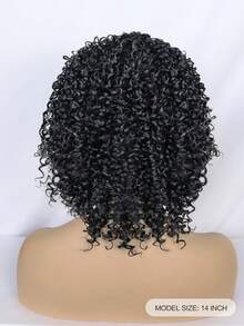 Black Short Curly Wig With Bangs, Kinky Curly Synthetic Hair Bob Wig For Women, Natural Fluffy Afro Curls Wig, Heat Resistant Fiber, Glueless Wig With Bangs For Daily Wear, Cosplay, Party, Holiday, Birthday, Fashion Show & Gift - Black - View 8