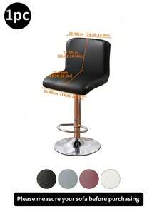 1pc Solid Color PU Low Back Chair Cover, High Elastic Low Back Chair Slipcover, Dust-Proof, Anti-Cat Scratch, Suitable For Home, Bar, Office, Black - Multicolor - View 3