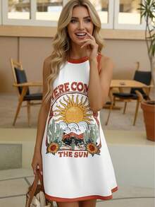 neue Mode Urlaubsstil leicht atmungsaktiv Sommer sexy schlanke passform schmeichelhaft elegant floraler Digitaldruck vielseitig Damen Trägerhemd geeignet für Lässig, Zuhause, Reisen, Arbeit, Hochzeit, Party, Strand, Nachtwäsche Weiß - Weiss - Übersicht 2