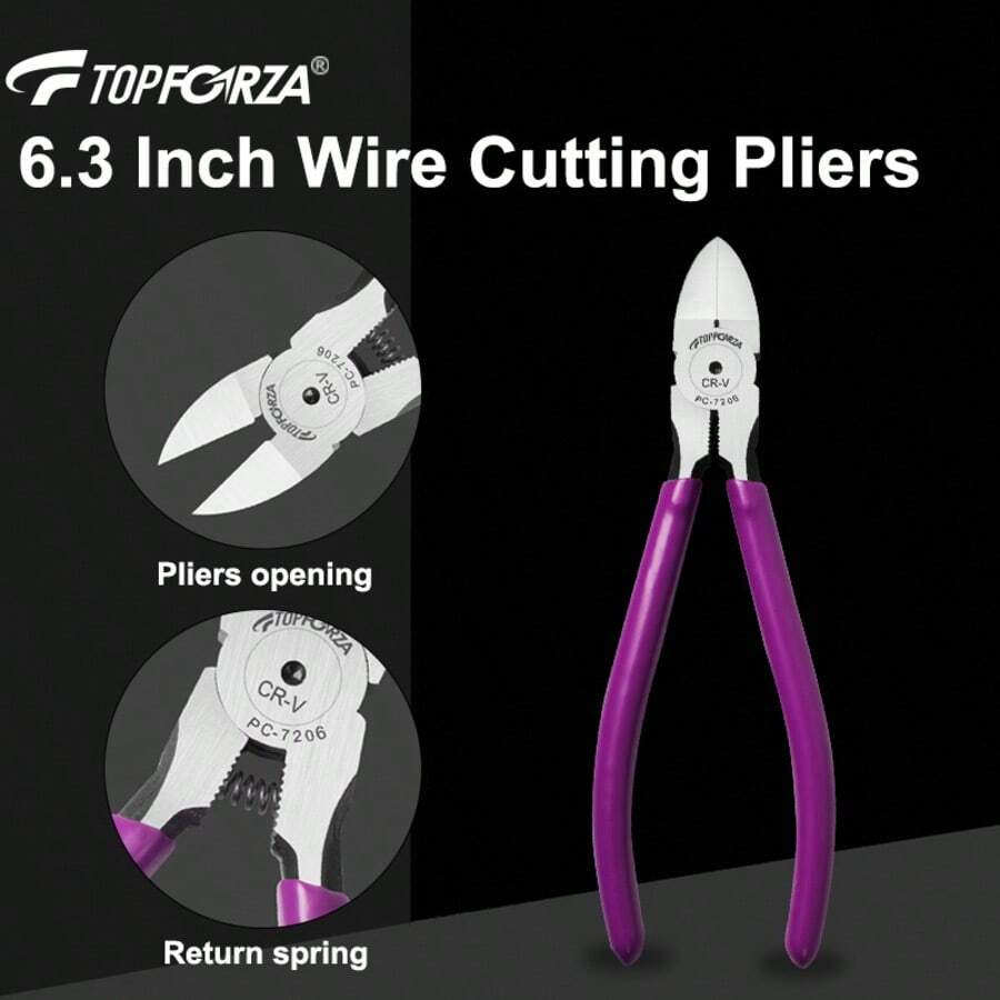 TOPFORZA 1件装 6英寸管钳，45°手动钳，锻造CR-V钢，PVC手柄，铜线和塑料切割器