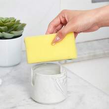 Ceramic Sponge Holder For Kitchen Sink, Sink Organizer With Drain Holes, Countertop Sponge And Soap Holder, Small Corner Ceramic Caddy For Scrubber & Brush - 灰色 - 查看 3