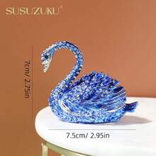 SUSUZUKU 1pc European Style Rhinestone Enamel Painted Swan Jewelry Box, Ring Box, High-End Vanity Bedroom Decor Storage Box, Jewelry Box, Birthday Gift, Exquisite Home Decor Storage Accessory - Swan - View 8