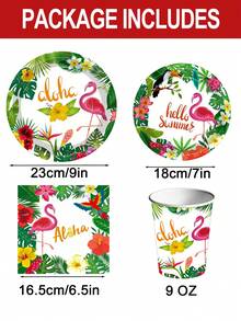 Bộ đồ ăn dùng một lần 50 món chủ đề chim hồng hạc Hawaii cho tiệc bể bơi và bãi biển mùa hè, tiệc sinh nhật trên bãi biển, sự kiện bóng chuyền bãi biển. - nhiều màu - Xem 10