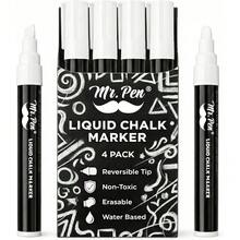 Reversible Tip White Liquid Chalk Markers, 4 Pack Erasable  Chalk Pens For Blackboard Glass Windows - 1 - View 1