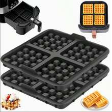 1 pieza/2 piezas Molde cuadrado para gofres - Se adapta a la mayoría de las freidoras de aire de 4-7L Bandeja de hornear antiadherente | Molde reutilizable para gofres belgas, panqueques y huevos | Apto para lavavajillas - Multicolor - Ver 10