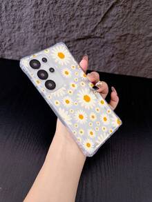 花朵图案透明白色TPU四角防摔手机壳，饰有雏菊花纹，时尚百搭，创意个性化全包保护，适合作为生日、节日、周年纪念礼物送给女友/男友、闺蜜、配偶、家人、同事，兼容 - 彩色 - 查看 5