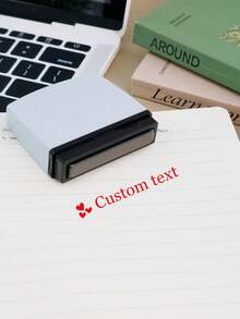 Custom Long Text Stamp-With Heart Pattern, Personalized Signature Stamp, One Line Stamp, Minimalist Clean Style For Office Documents Planner Journals, Customized Name Line Stamp Gift For Business Use Birthday Anniversary, Customizable One Line Stamp Unique Practical Gift For Professionals Friends Family - Style a - View 3