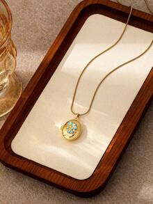 1 件贝壳龙虾海星造型吊坠，18K 镀金不锈钢链项链，饰有海洋生物吊坠，防水防褪色，女士珠宝礼物 - 彩色 - 查看 5