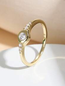 AETOLIA Nhẫn bạc S925 Sterling Silver đính đá Zirconia tròn thanh lịch dành cho nữ, nhẫn đính hôn và cầu hôn kiểu solitaire cổ điển, món quà trang sức cưới lấp lánh cao cấp. - SR030 - Xem 4