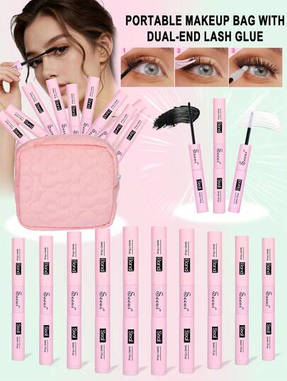 Bond And Seal, Bond 5ml And Seal 5ml, Makeup Bag, Lash Glue Strong Hold Lash Cluster Glue 2 In 1 Lash Bond And Seal Waterproof Long Lasting Cluster Lash Glue, Can Be Worn Comfortably All Day, Lash Cluster Glue Suitable For Convenient And Quick Eyelash Makeup Design At Home