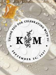 1-120Pcs Custom Wedding Stickers: Featuring Personalized Designs And Round Custom Labels, These Stickers Allow You To Freely Edit Next To Your Liking. Boasting Waterproof And Oil-Resistant Properties, They Are Available In A Variety Of Sizes. - Multicolor - View 9