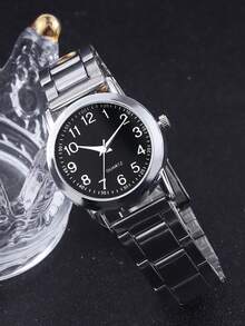 1 pieza Reloj de cuarzo casual con esfera redonda y correa de aleación de plata para niños, adecuado para la vida diaria - Plateado - Ver 5