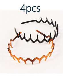 4 piezas Diademas de onda simple, Diademas básicas para maquillaje, Diademas de plástico, Estilo elegante, Accesorios para el cabello de mujer, Herramientas de peinado, Suministros de belleza, Accesorios para rizar, Adecuado para mujeres, Otoño, Viaje - multicolor - Ver 13
