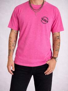 Stonewashed Basic Comfortable T-Shirt For Everyday Wear, Sizes PP To GG, Volcom Art Streetwear Urban Culture Street Fashion Street Graffiti Skater Skateboard Shirt Blouse Unisex Men's Women's 100% Cotton Top Premium Streetwear New Release Immediate Shipping Various Colors!! Plus Size - Rosa - 查看 5