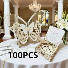Elegant Butterfly Theme Guest Book Alternative Set - Suitable For Weddings, Graduations, Etc. - Wooden Butterflies, Stand, And Decorative Box - Princess Party And Holiday Decor - View 18