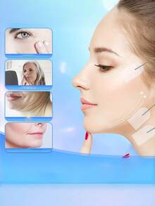 18pcs Invisible Face Lift Tape & Bandage Set, Includes 4 Adjustable Straps For Neck, Jawline & Double Chin, Reusable & Fragrance-Free - Multicolor - View 5