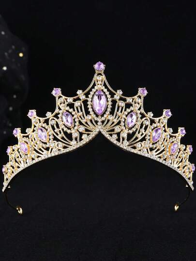 1pc European And American Style Handmade Crown Headpiece, Suitable For Wedding Dress, Holiday, Birthday Party