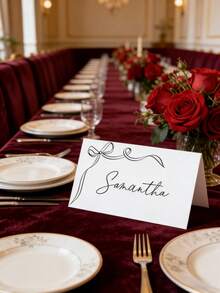 8/16/24pcs Personalized Wedding Table Cards, Customizable Text, Elegant Minimalist Bow Design, Suitable For Wedding Tablecloth Setting And Event Decoration, Adding Charming, Exquisite And Romantic Atmosphere For Wedding Reception, Bridal Shower, Engagement Party And Anniversary Celebration. - Multicolor 5 - View 4