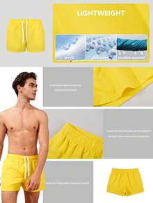 Mens Swim Trunks Quick Dry Swimming Shorts With Mesh Lining Breathable Swimwear Bathing Suits 3 Inch - Màu vàng - Xem 6