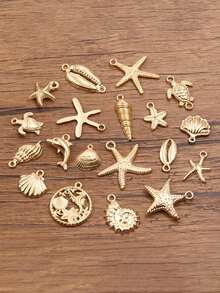 50 chiếc/gói Mặt dây chuyền hình sao biển KC Gold ngẫu nhiên, thích hợp để làm trang sức mùa hè như vòng cổ, bông tai, vòng tay, đồ thủ công DIY. - Vàng - Xem 6