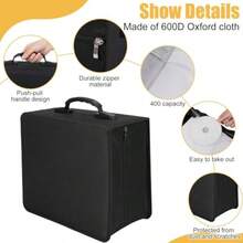 2 fundas para CD/DVD de 400 capacidades organizadoras de almacenamiento de CD carteras protectoras con cierre Oxford 600D portafolios de disco de tela para folletos álbumes coche - como en la imagen - Ver 4