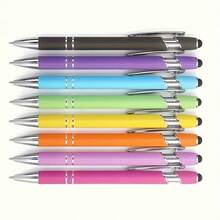 5/8/16pcs (Random Color) Fashionable Metal Ball Pens, Smooth Capacitive Touch Writing, Student/Business Office Supplies, Christmas Gift, Black Ink - Multicolor - View 4