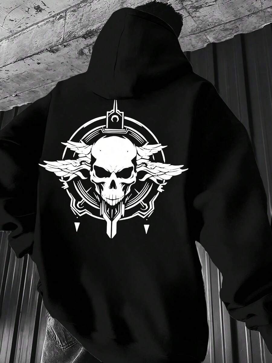 Men's Hoodie With Kangaroo Pocket - Black - View 1