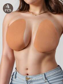 Bộ 4 món / Áo ngực latex cỡ lớn dành cho nữ, kiểu dáng vô hình, không gọng, với cúp ngực hình giọt nước có lớp dính và không có dây đeo vai. Phù hợp với cỡ cúp từ B đến E. Có các màu be, nâu, cà phê và đen. - Nhiều màu - Xem 12
