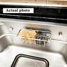 Keranjang Penyimpanan Kreatif Stainless Steel dengan Dua Perekat Hisap, Rak Organizer Dapur dan Kamar Mandi, Tempat Spons Wastafel, Rak Penyimpanan Toilet, Keranjang Penyimpanan Multifungsi - 1 buah - View 6