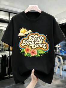 Men Plus Size T-Shirts - Black - View 2