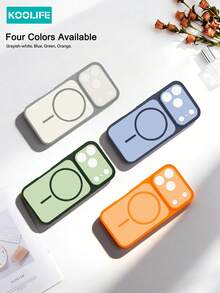 Magnetic Koolife 1pc Color Block Magnetic Case, PC+TPU, Precise Cutout, Slim Ring Magnet, Two-Tone Design, Full Body Shockproof Cover, Compatible With Apple 17/17Pro/17ProMax - Green - View 6