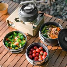 Naturehike 户外炊具套装，野营炊具，便携式水壶，煎锅，锅，铝合金，材质，嵌套设计 - 彩色 - 查看 9